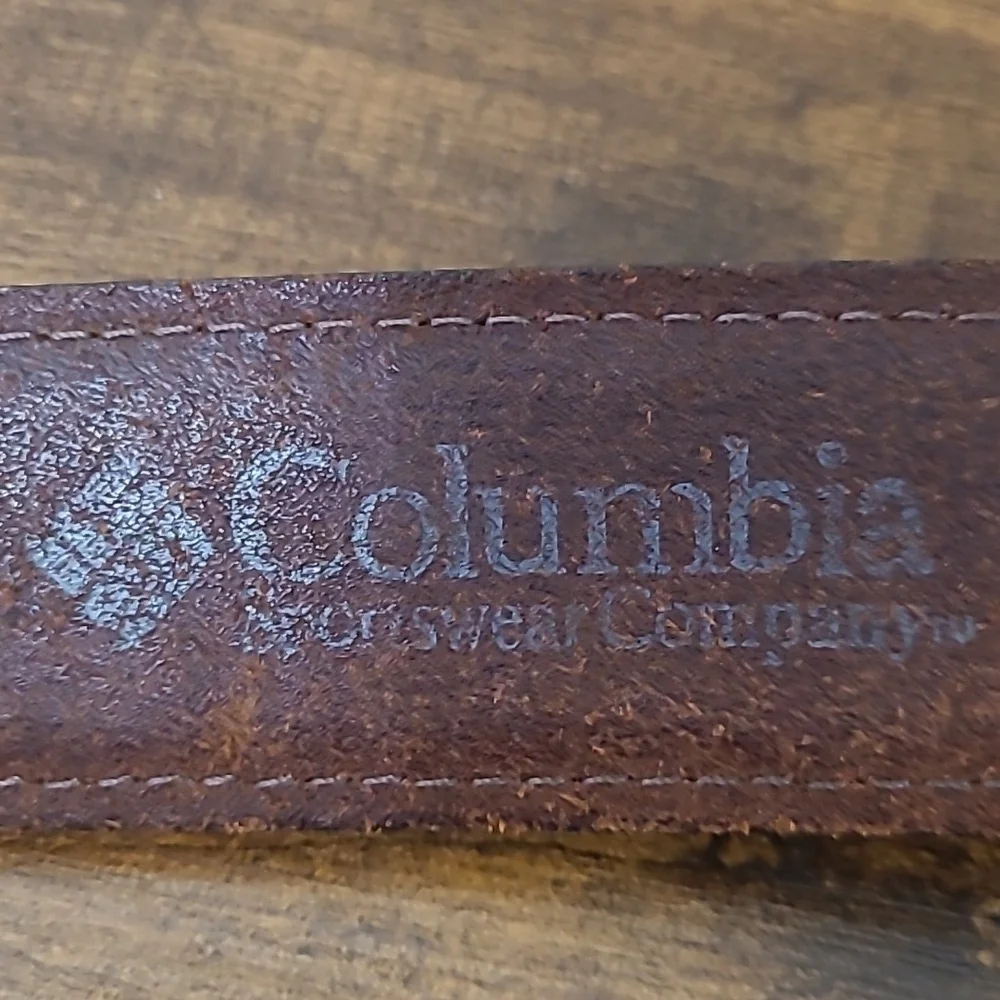 Columbia Dark Brown Leather Belt with Silver Hardware size 34